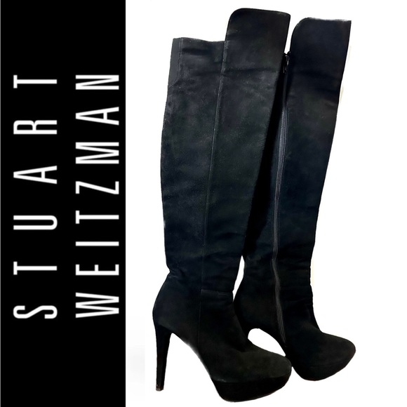 STUART WEITZMAN Suede Hilghline Black Nappa Knee High Boots